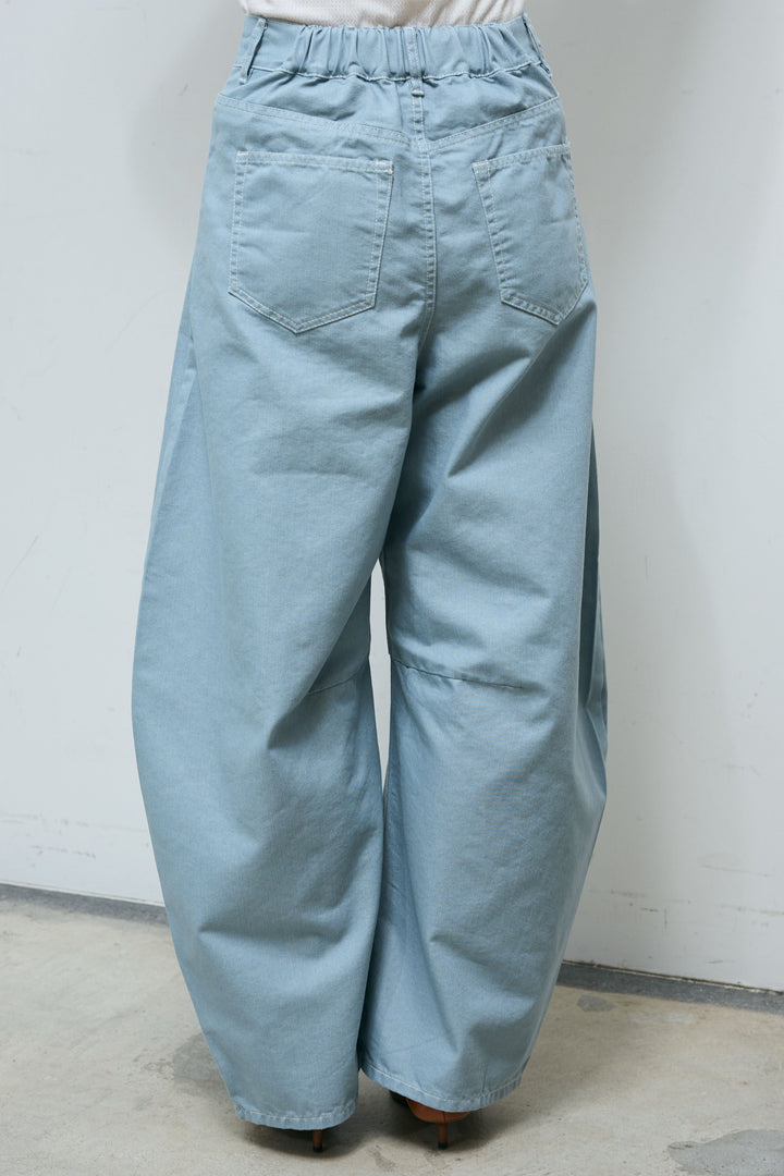 [予約/SET]BIGボタンクルーネック カーディガン+配色ステッチバレルレッグパンツ(2set)