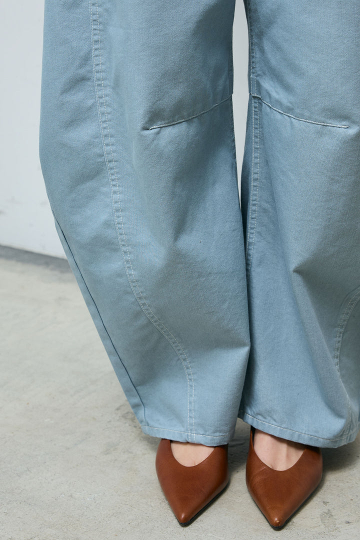 [予約]配色ステッチバレルレッグパンツ