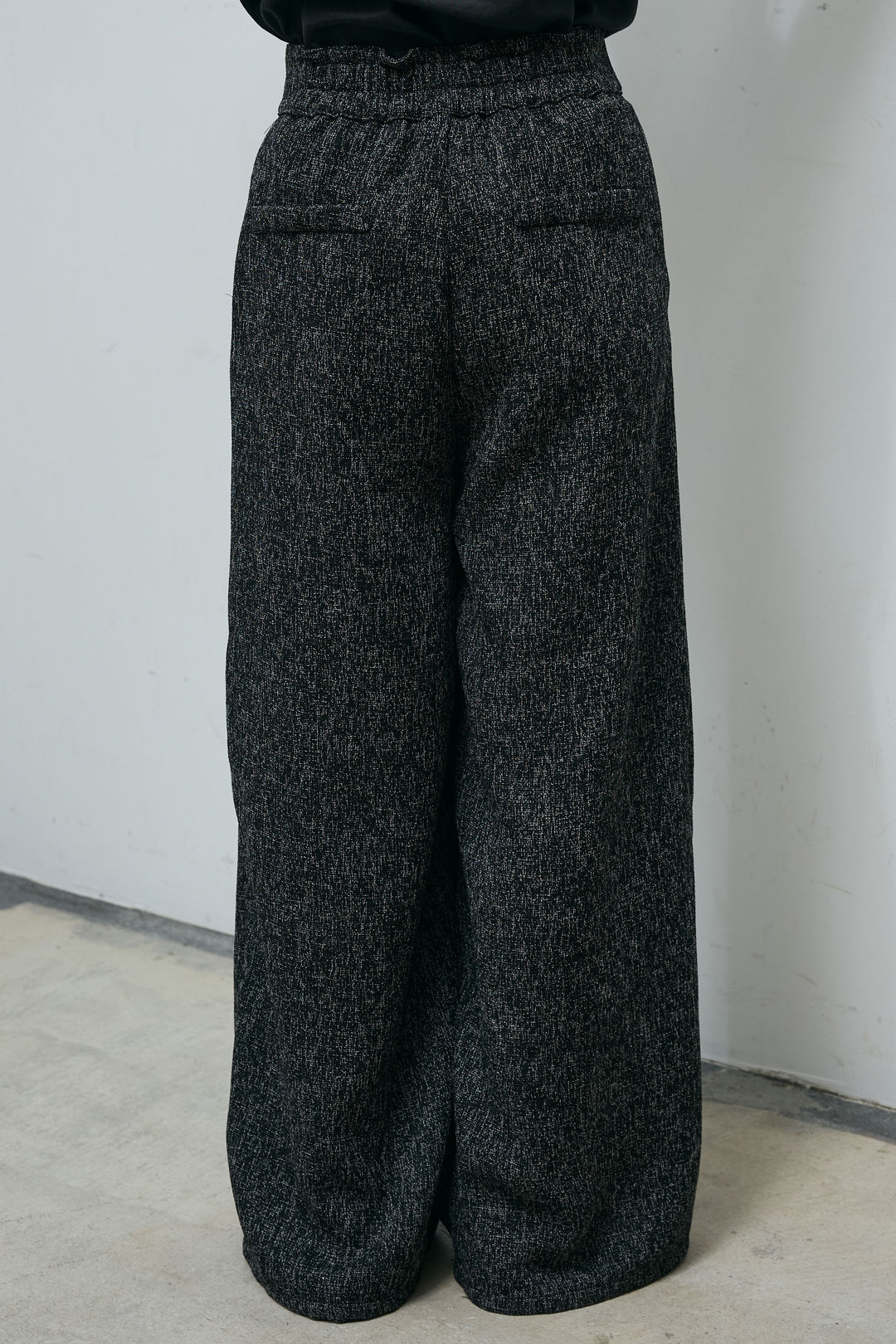 [予約]ツイード×デニムハイウエストラインロングパンツ
