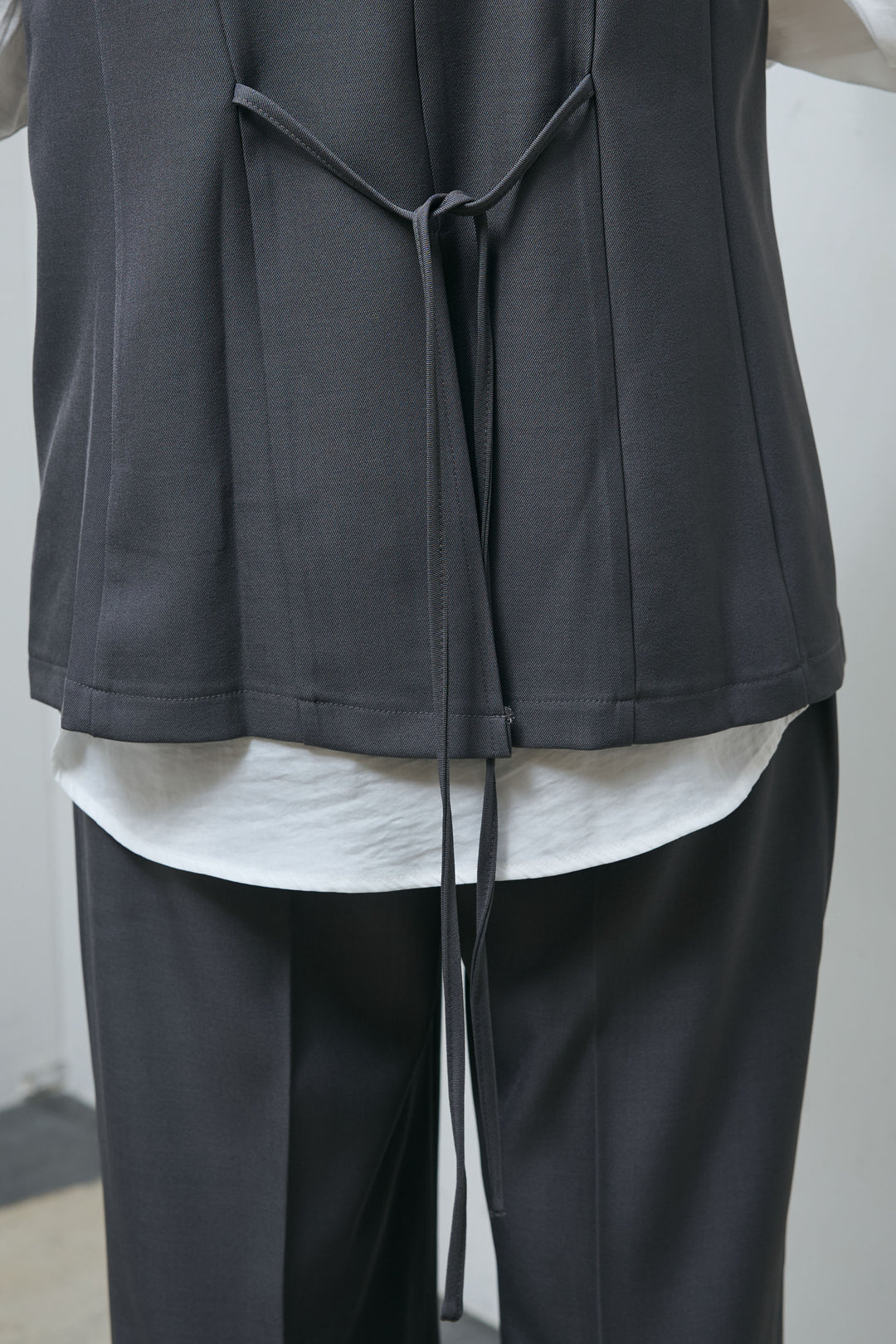 [予約/SET]ウェーブジレ+リボン付きストレートパンツ(2set)