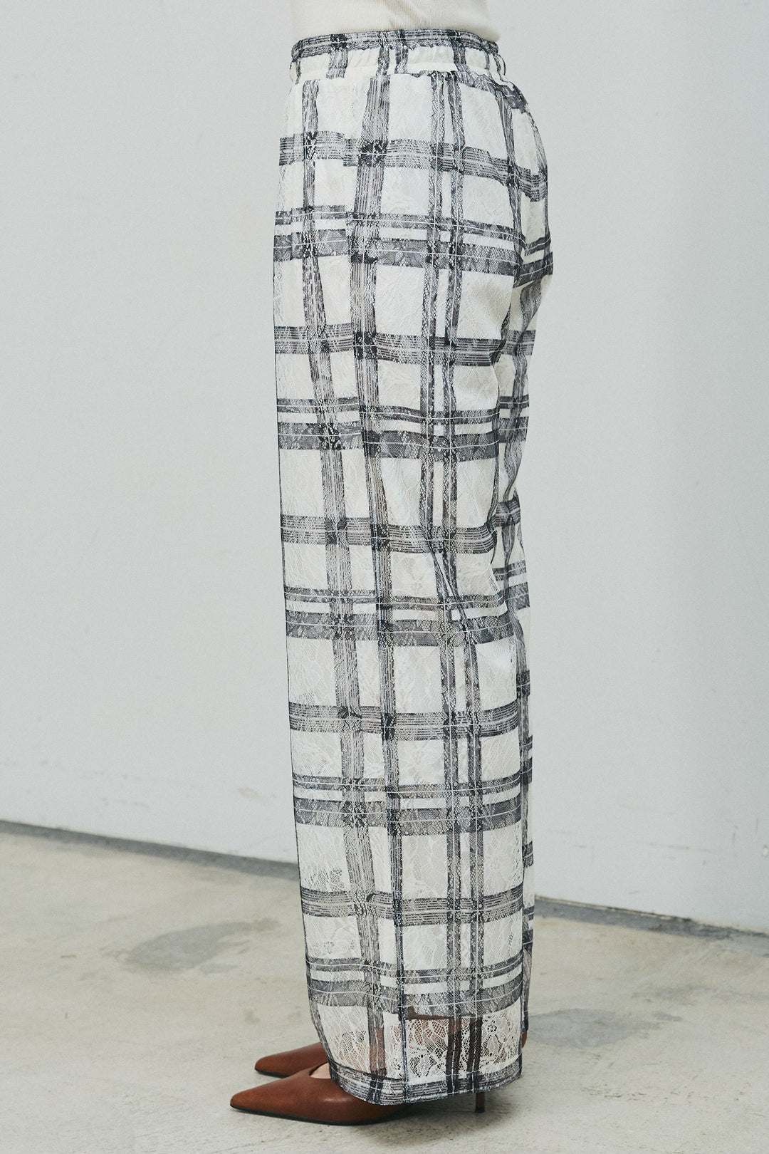 [予約]チェックプリントシアーレースパンツ