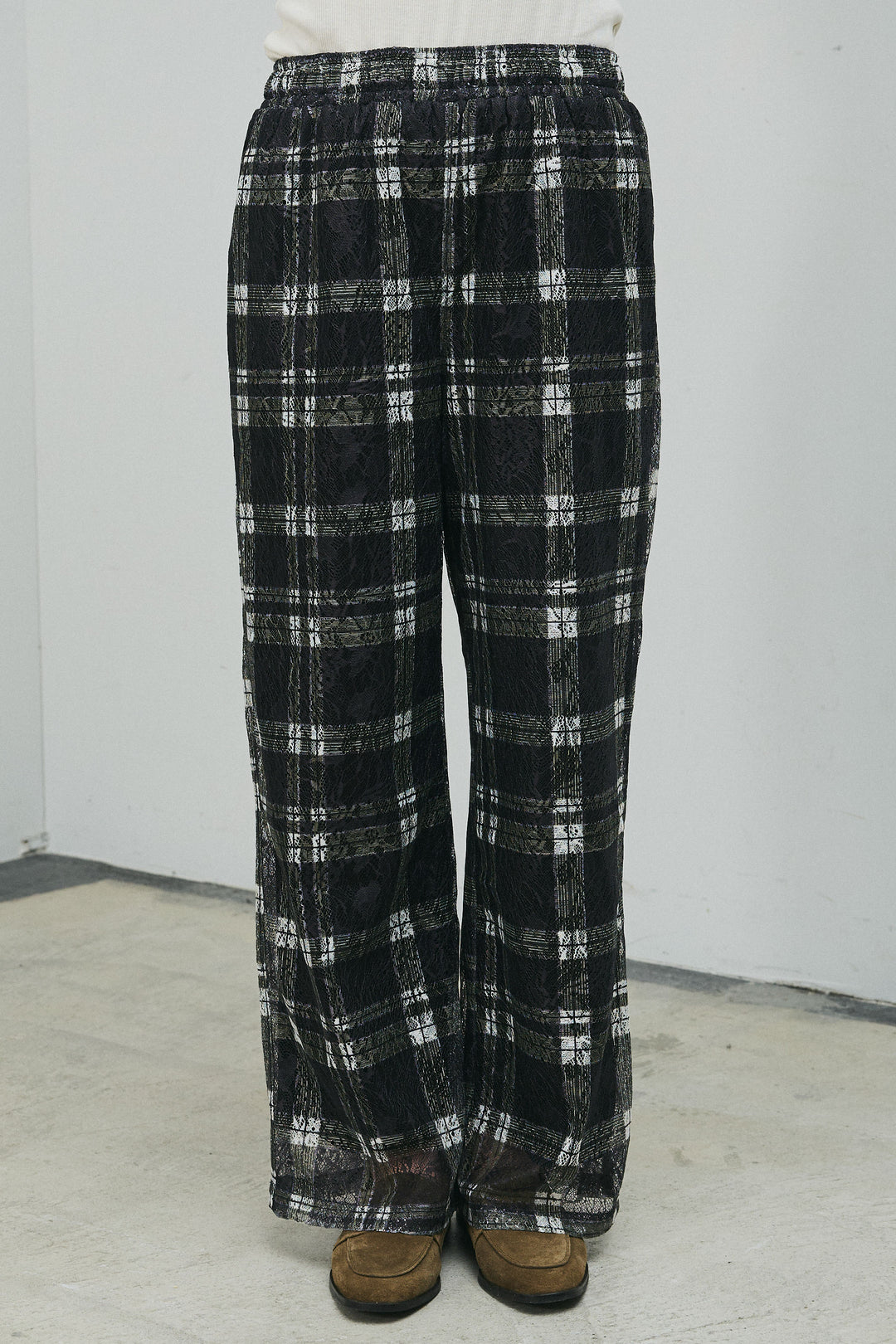 [予約]チェックプリントシアーレースパンツ