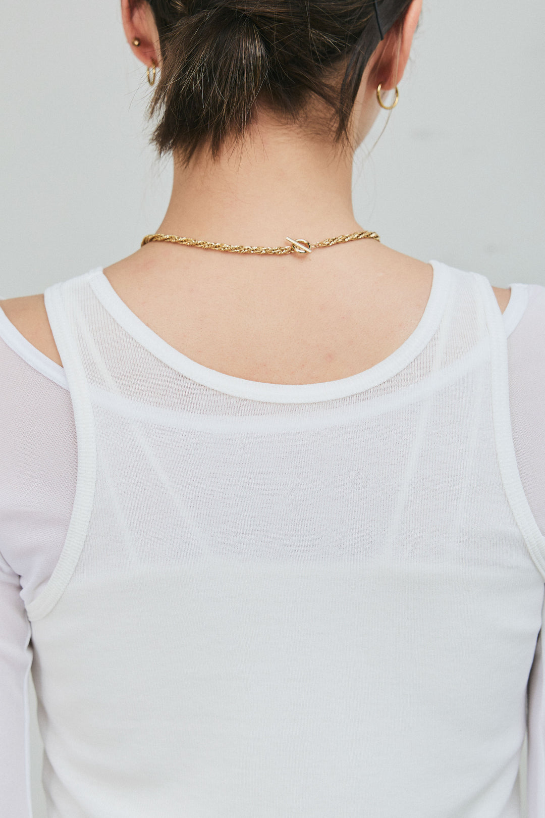 [予約/SET]シアータンクトップ＆チュール長袖トップス+アシメドレープライトダンボールパンツ(2set)