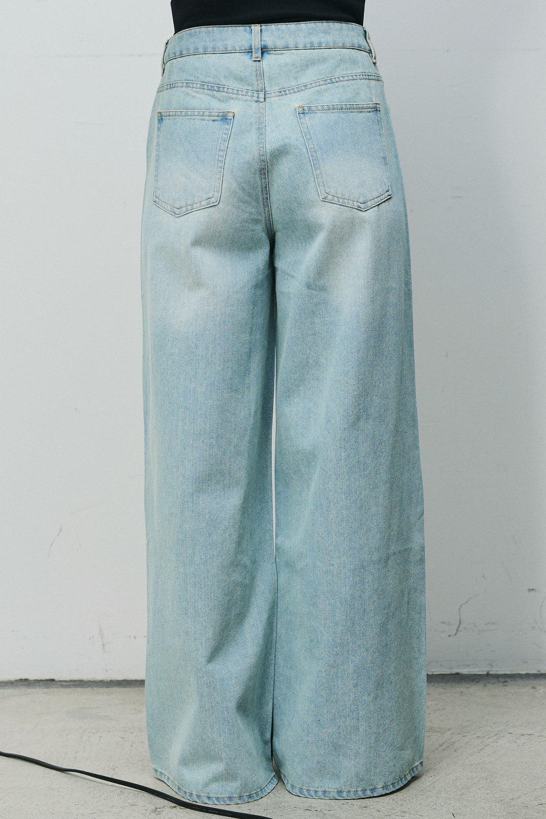 [予約]レース付きダメージデニム