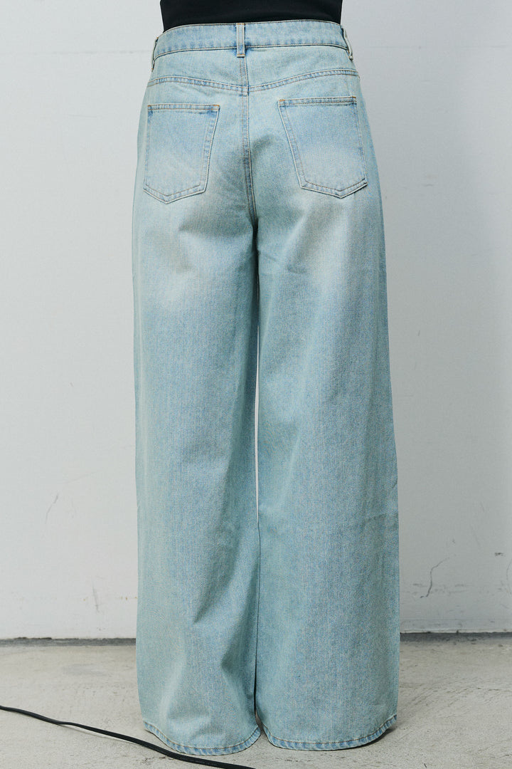 [予約]レース付きダメージデニム