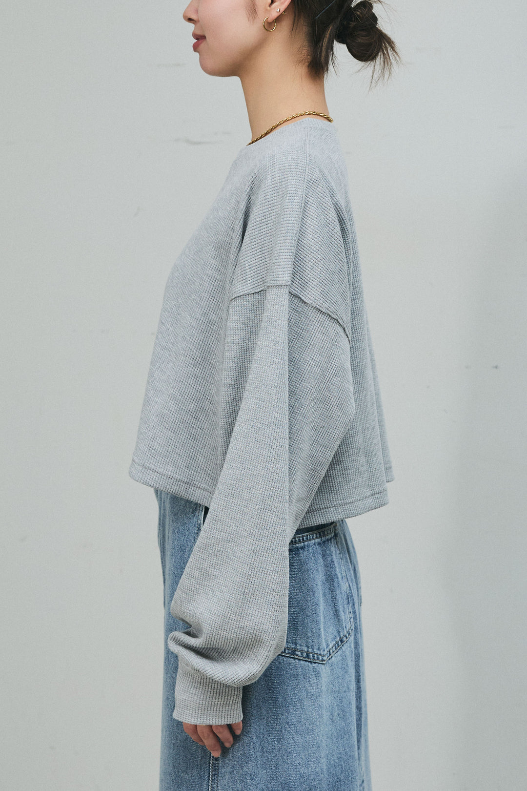 [予約/SET]ショート丈ワッフルT+オーセンティックデニムSK(2set)