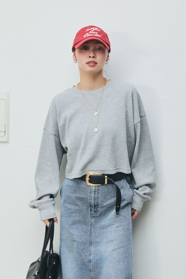 ショート丈ワッフルT