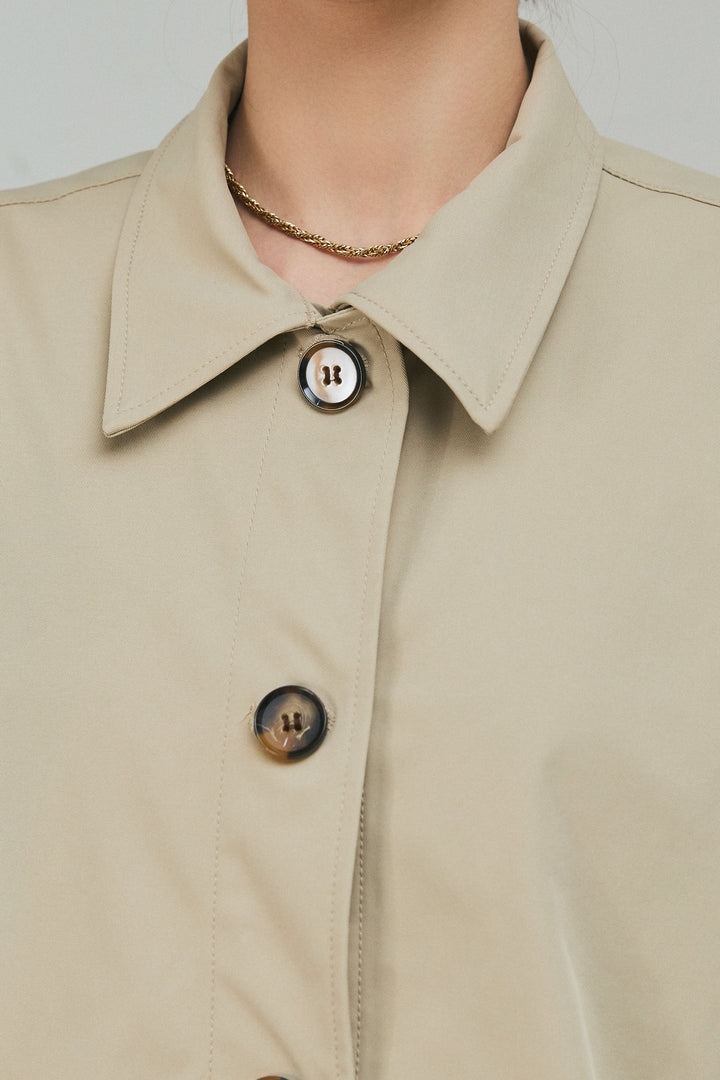 [予約]スカーフ付きステンカラースプリングコート