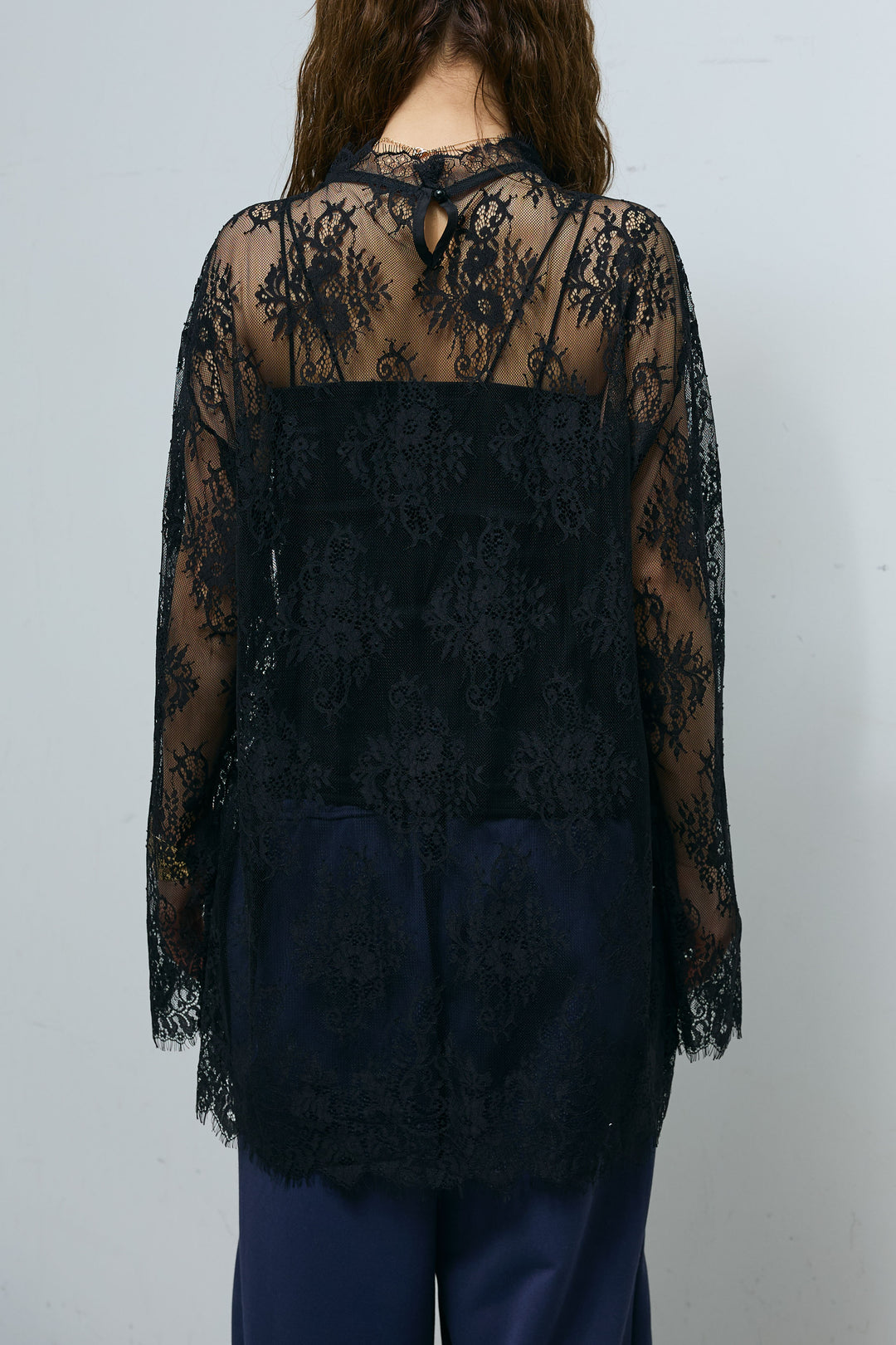 [予約/SET]シアーレースブラウス+レース付きダメージデニム(2set)