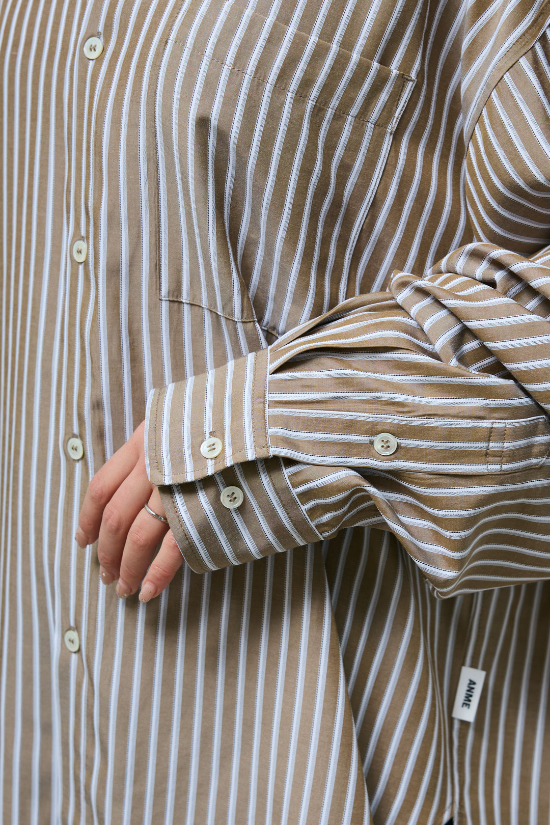 [予約]レーヨンストライプバンドカラーシャツ