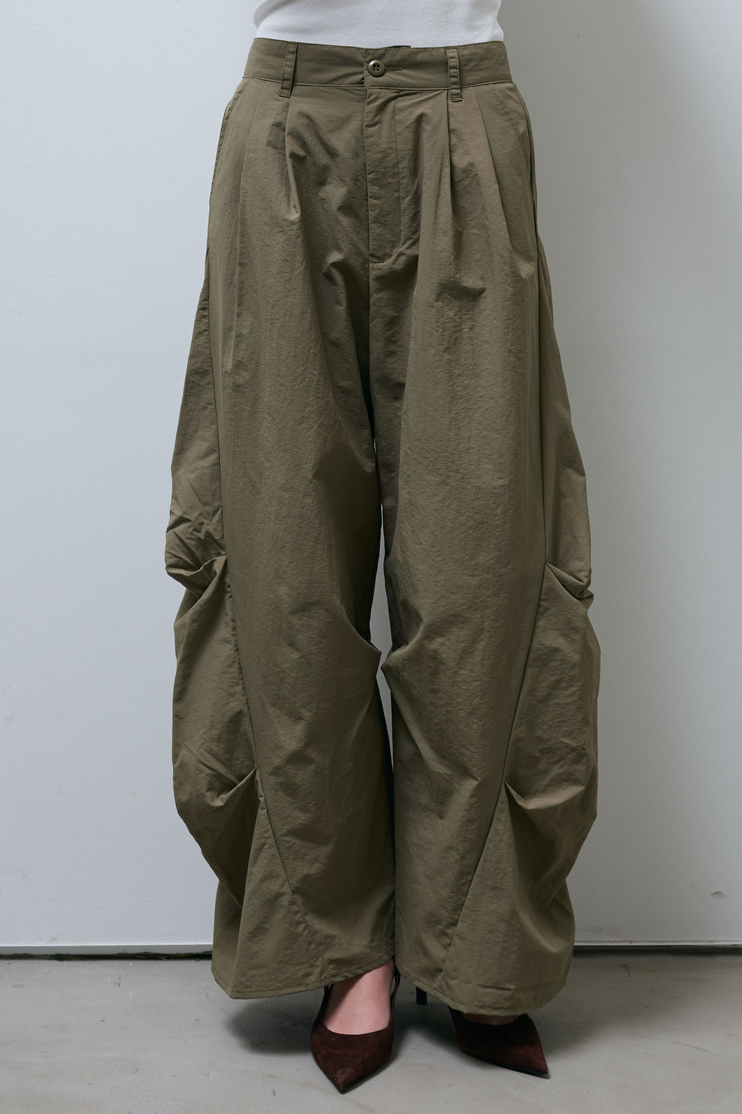 [予約/SET]シアーラグランPO+レーヨン混マルチWAYニットスカーフ+ドライタフタバレルレッグパンツ(3set)