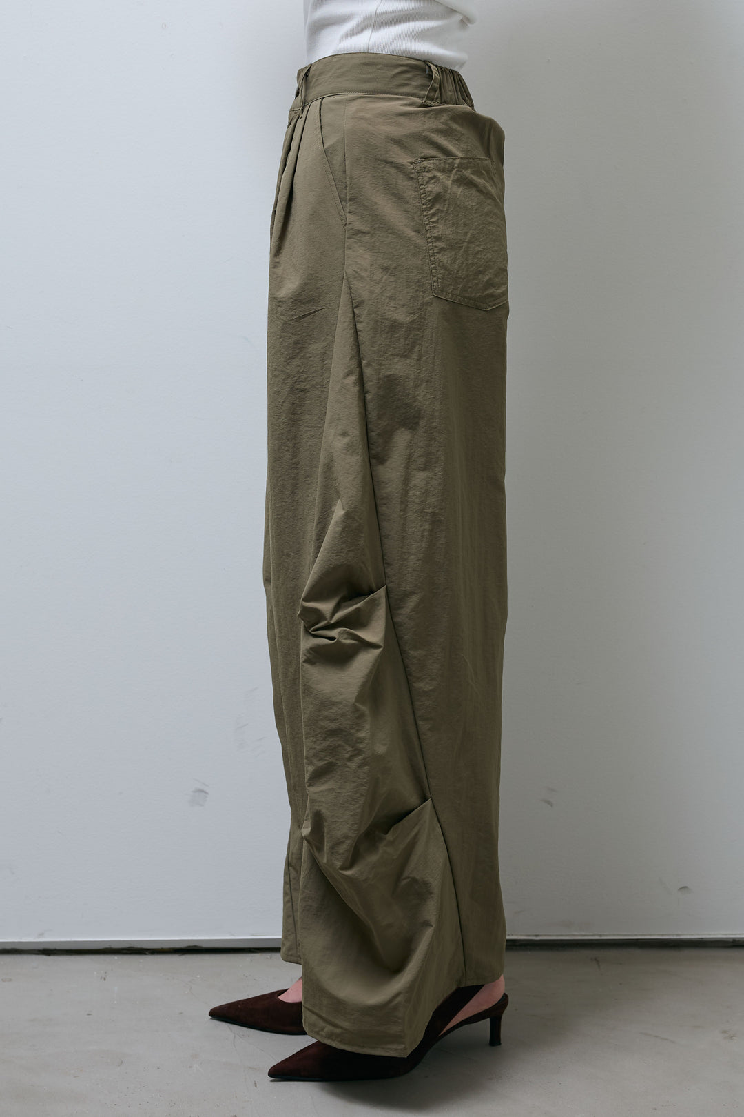 [予約/SET]シアーラグランPO+レーヨン混マルチWAYニットスカーフ+ドライタフタバレルレッグパンツ(3set)