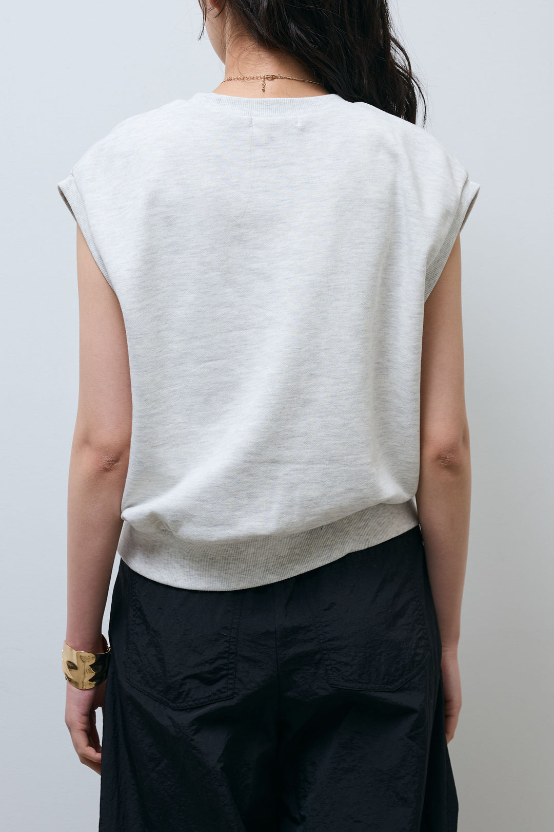 [予約/SET]フォトプリント裏毛ノースリPO+レース 切替ロングスカート(2set)