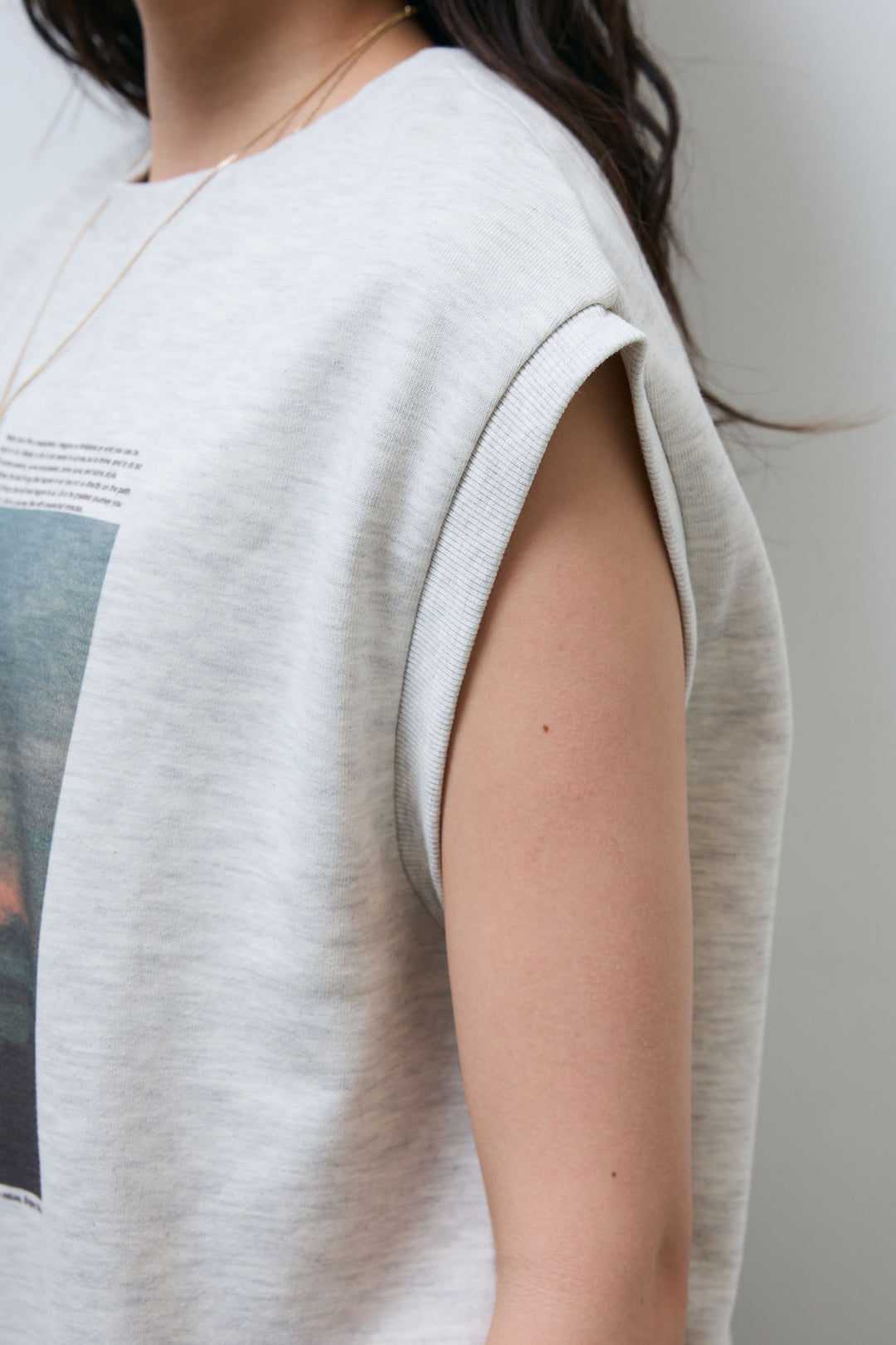 [予約/SET]フォトプリント裏毛ノースリPO+レース 切替ロングスカート(2set)