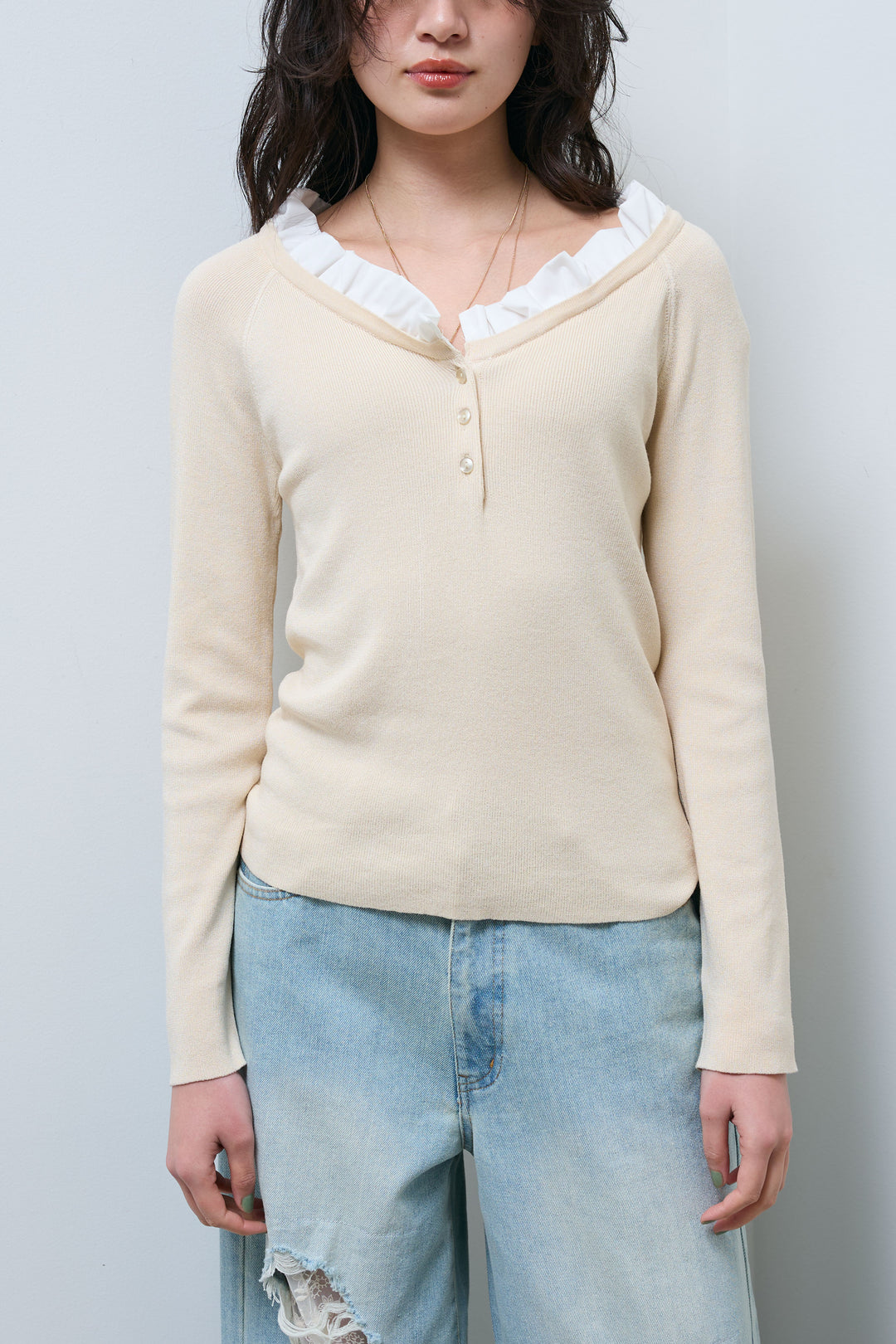 [予約]ミニフリルニットトップス