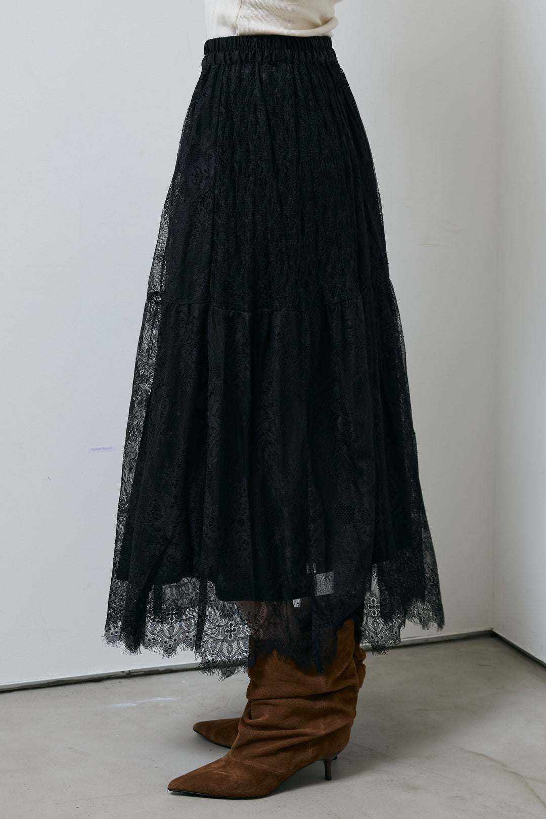 [予約]レース 切替ロングスカート