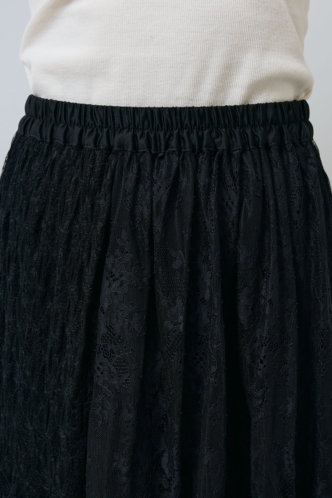 [予約/SET]フォトプリント裏毛ノースリPO+レース 切替ロングスカート(2set)