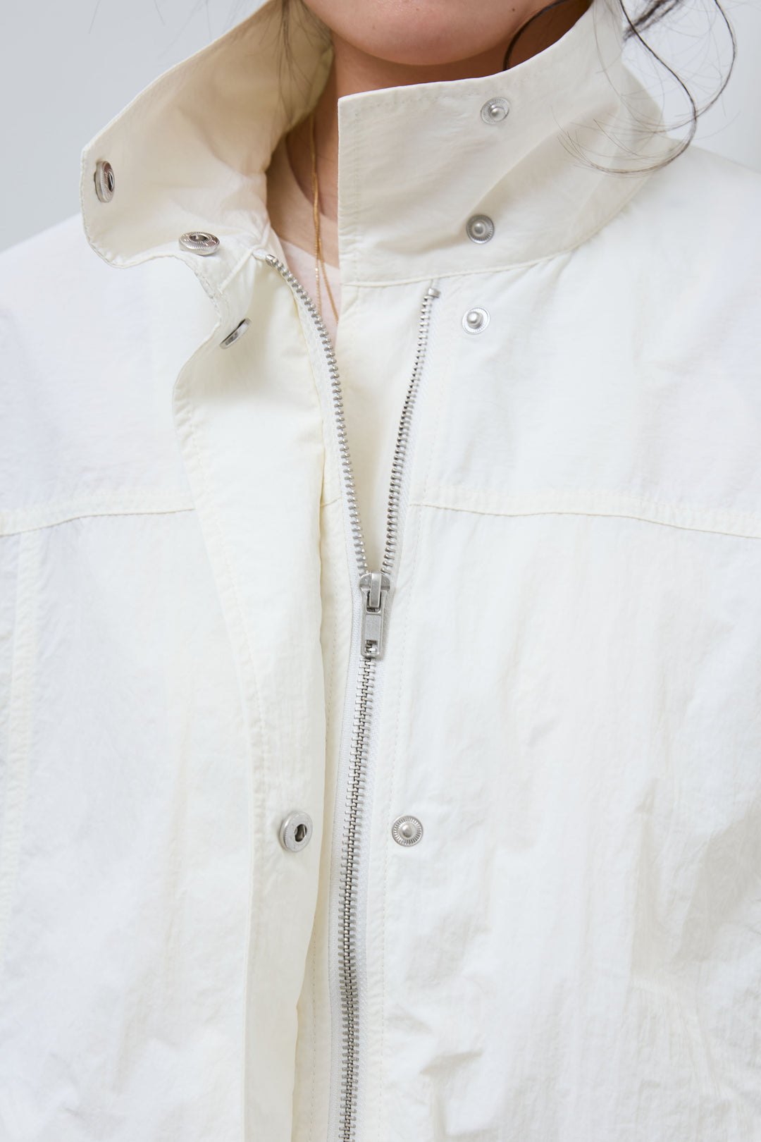 [予約/SET]ナイロンタフタスタンドカラーブルゾン+シアーラグランPO+レース 切替ロングスカート(3set)