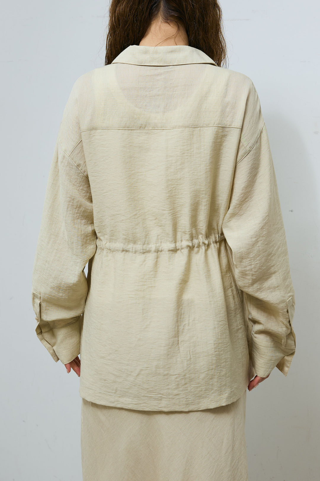 [予約/SET]リネンブレンドライトシアードロストシャツ+リネンブレンドロングナロースカート(2set)