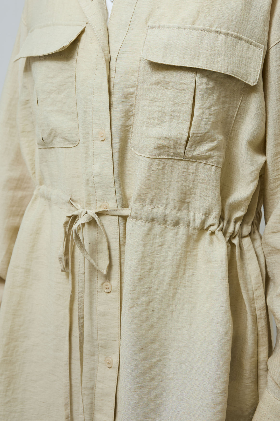 [予約/SET]リネンブレンドライトシアードロストシャツ+リネンブレンドロングナロースカート(2set)