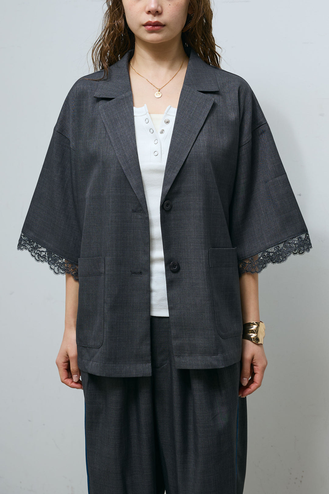 [予約]袖レースハーフスリーブジャケット
