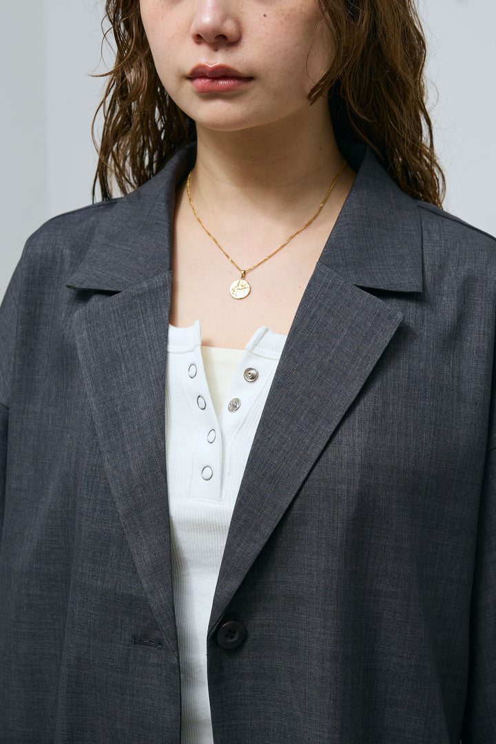 [予約/SET]袖レースハーフスリーブジャケット+サイド配色パンツ(2set)