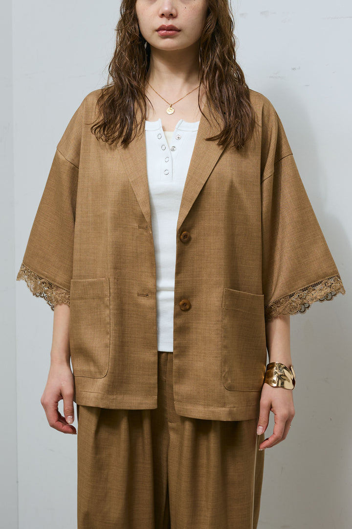 [予約]袖レースハーフスリーブジャケット