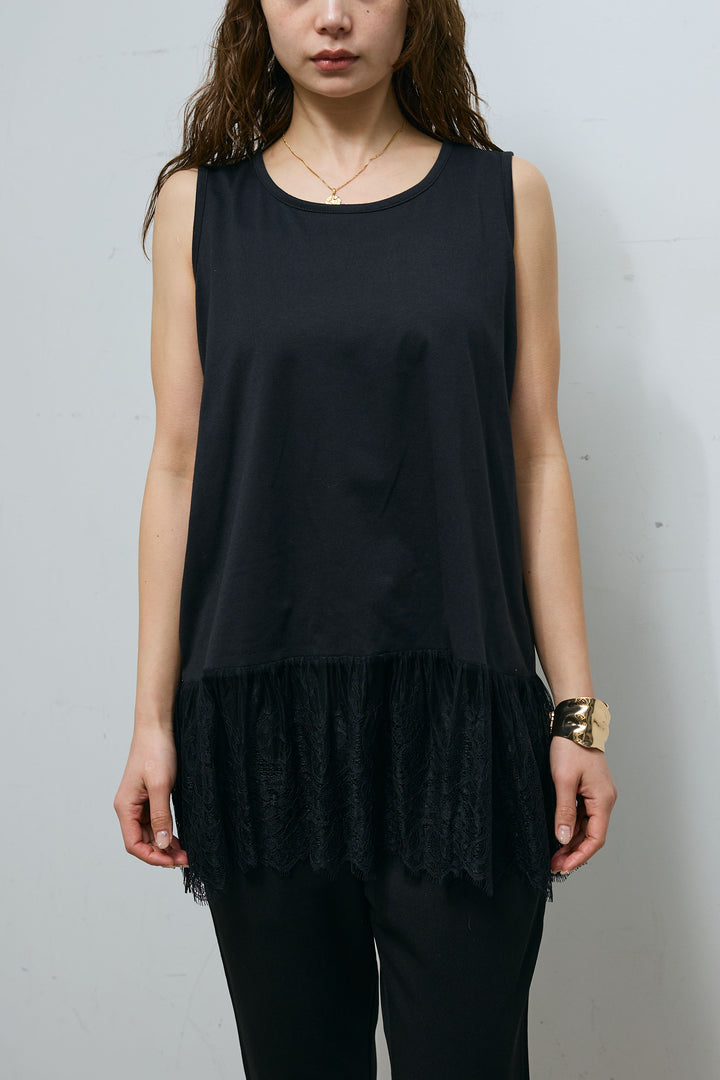 [予約/SET]ドロストロゴビッグラガーT+裾レースタンクトップ+フライスカプリパンツ(3set)