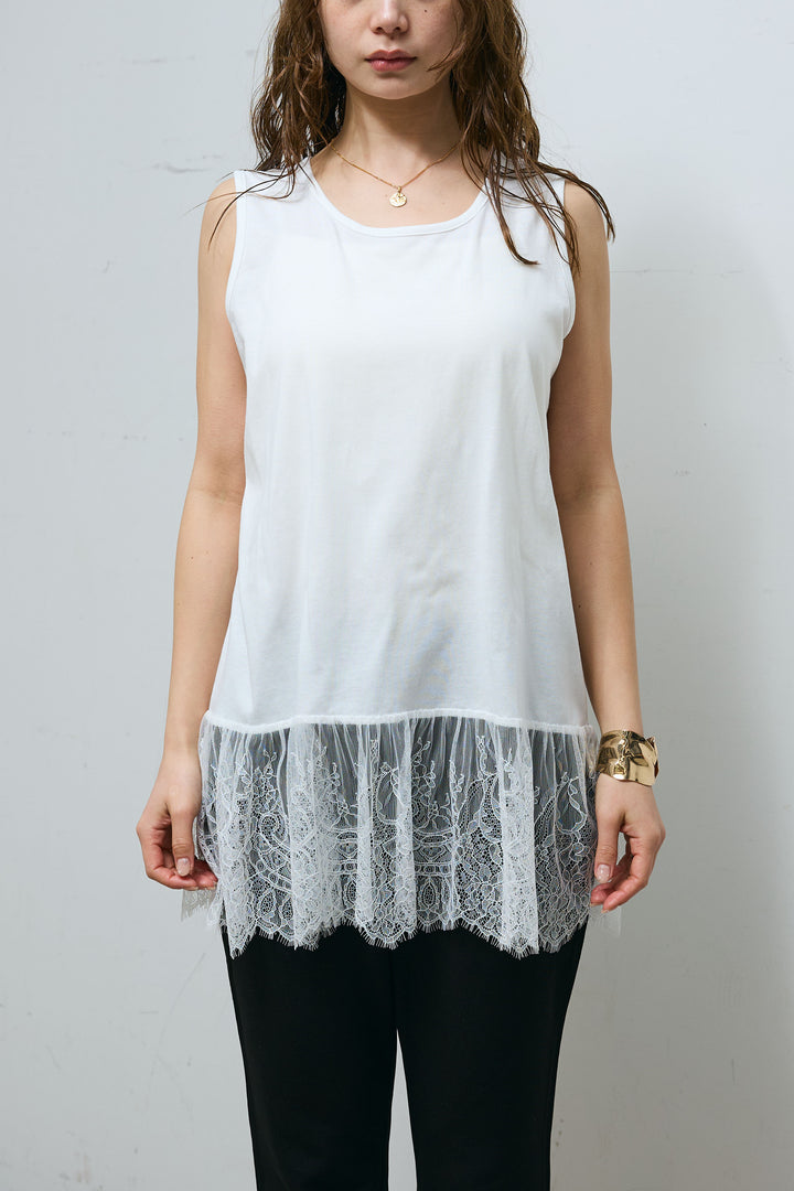 [予約]裾レースタンクトップ