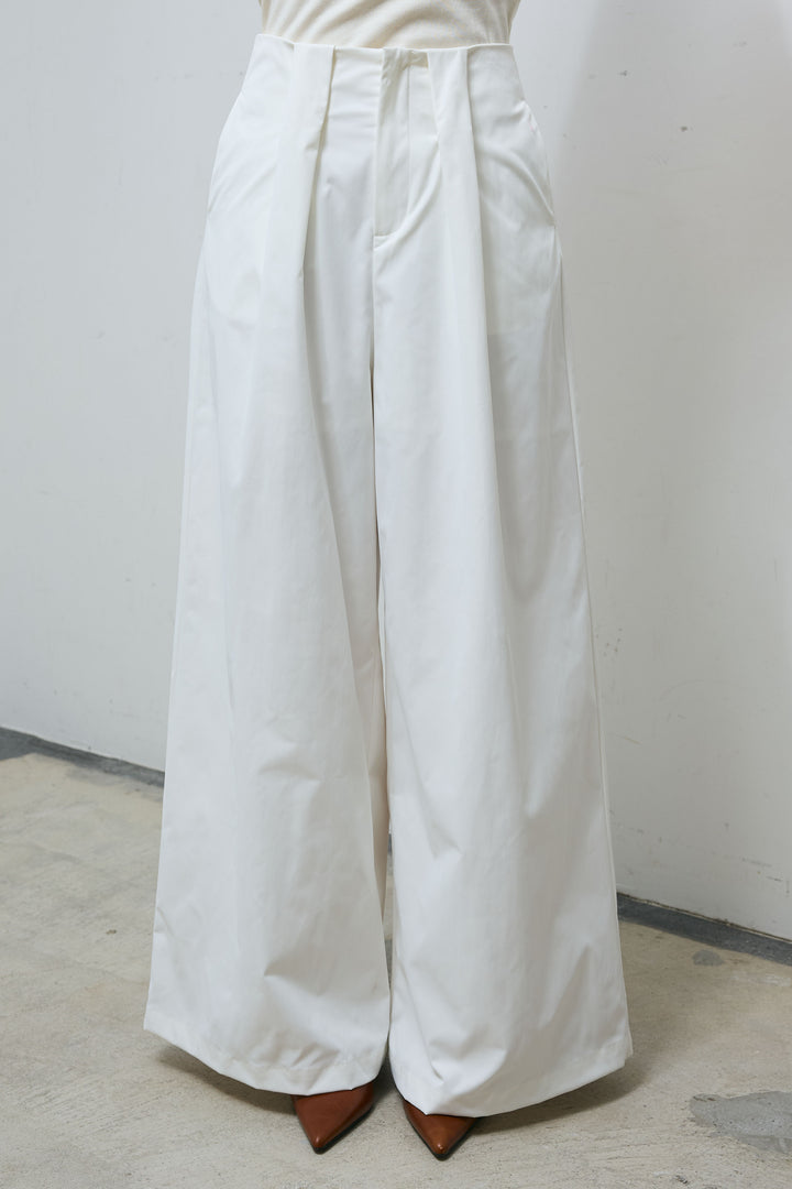 [予約/SET]ビッグカラーニットトップス+ハイウエストタックワイドパンツ(2set)