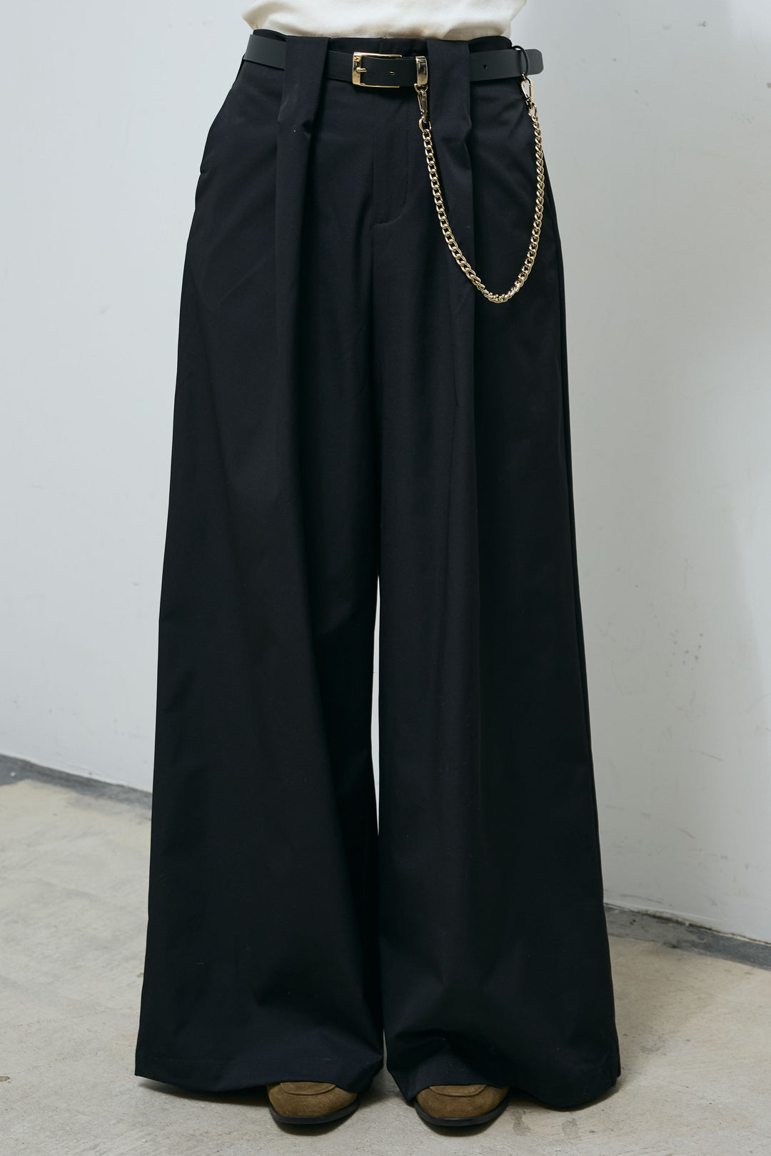 [予約/SET]アシメニットPO+ハイウエストタックワイドパンツ(2set)