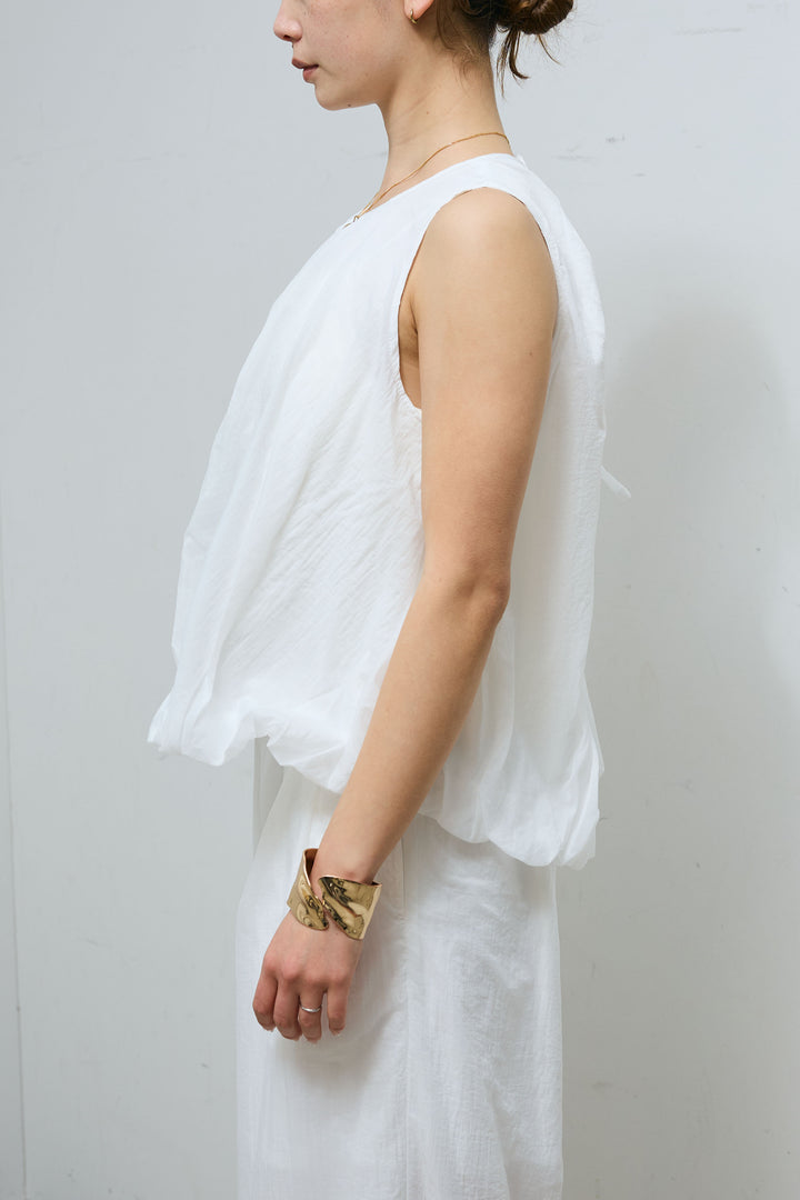 [予約/SET]バックオープンシアーバルーンブラウス+シアーイージーワイドパンツ(2set)