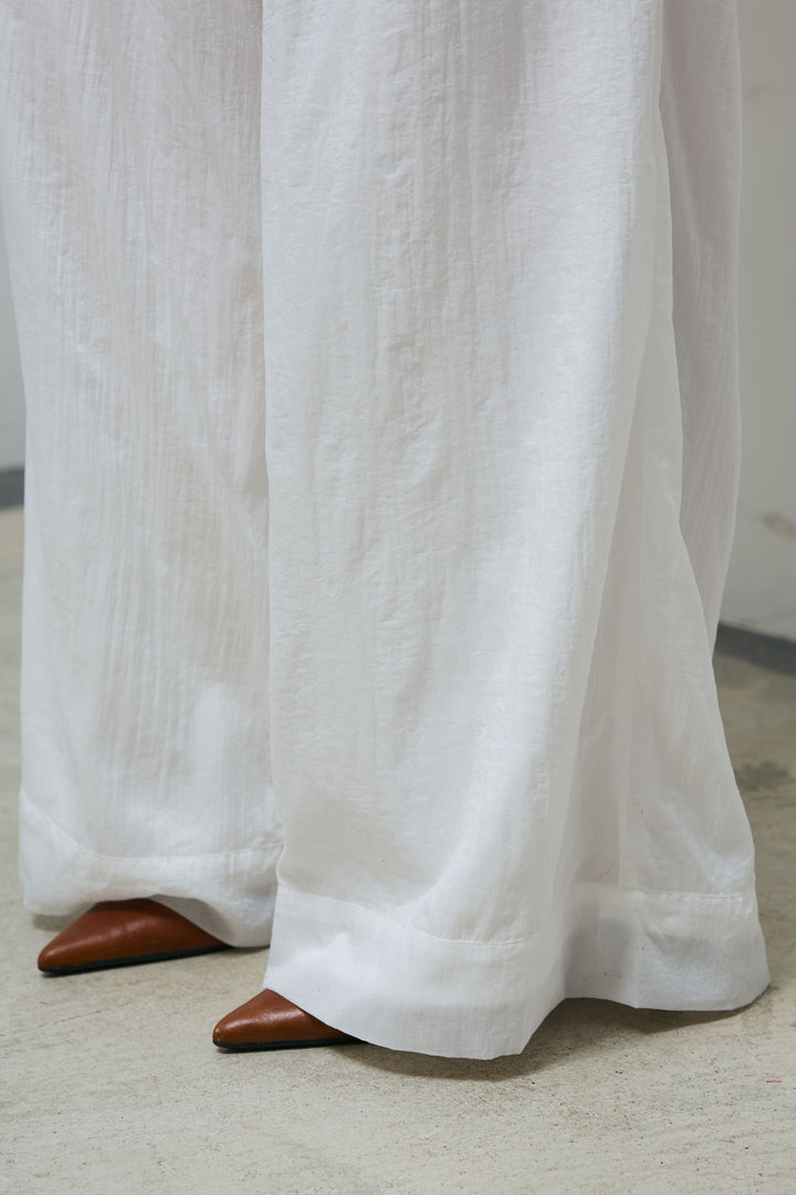 [予約/SET]バックオープンシアーバルーンブラウス+シアーイージーワイドパンツ(2set)