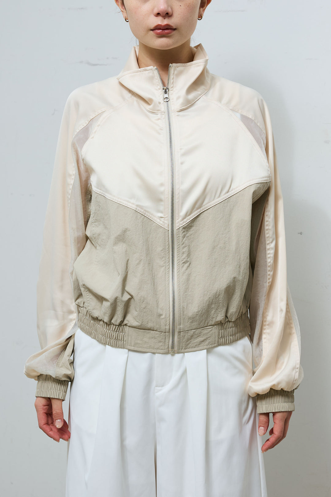 [予約]シアー素材切替ZIPブルゾン