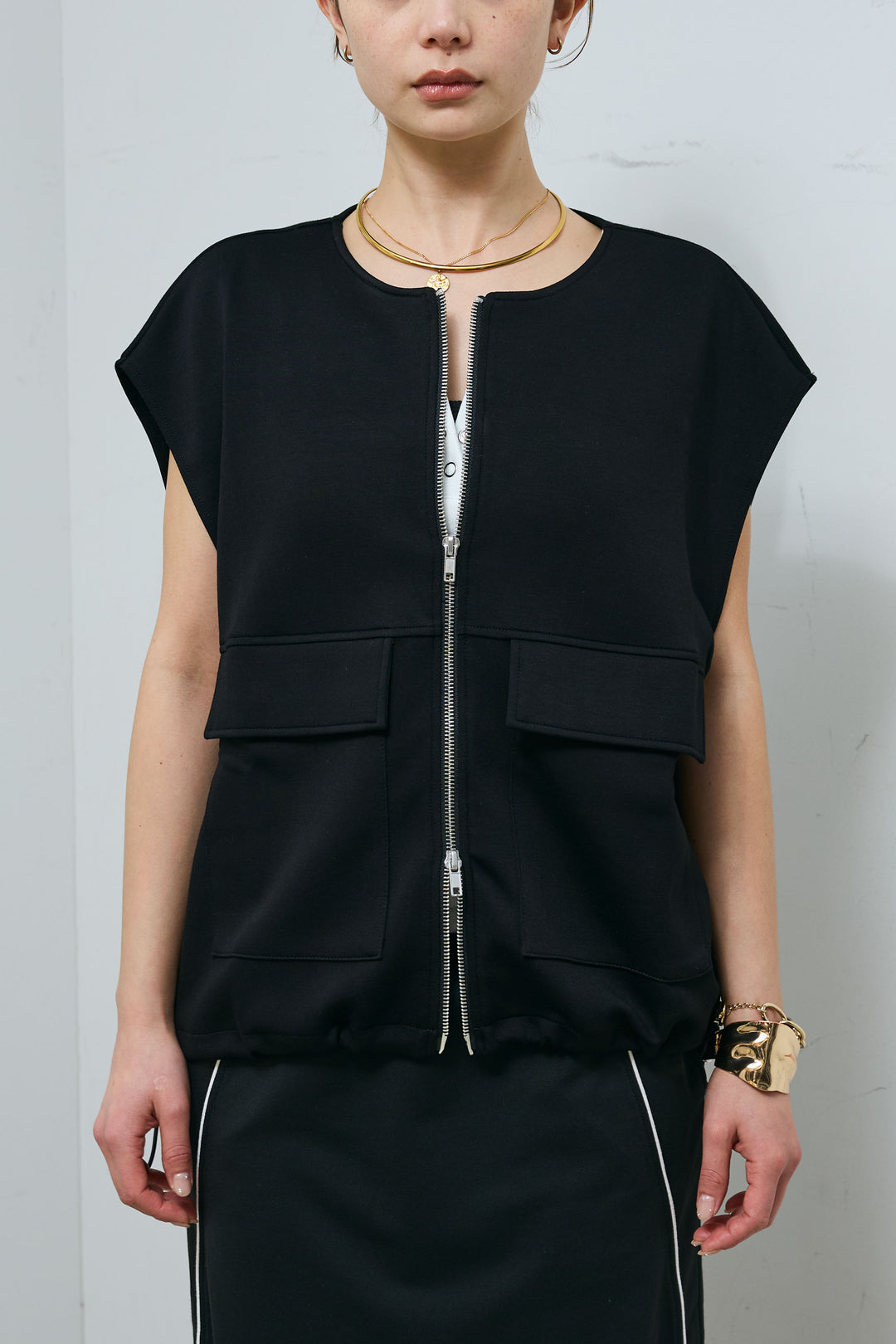 [予約]ボンディング生地ジップベスト