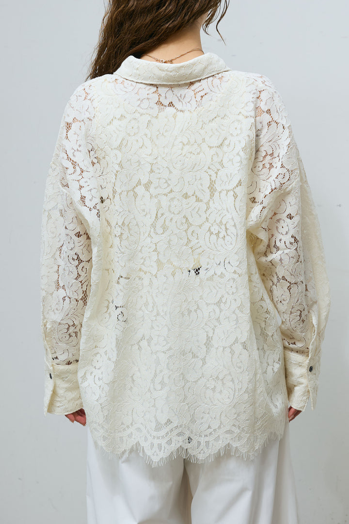 [予約/SET]裾スカラップレースシャツ+リブカットスカート(2set)