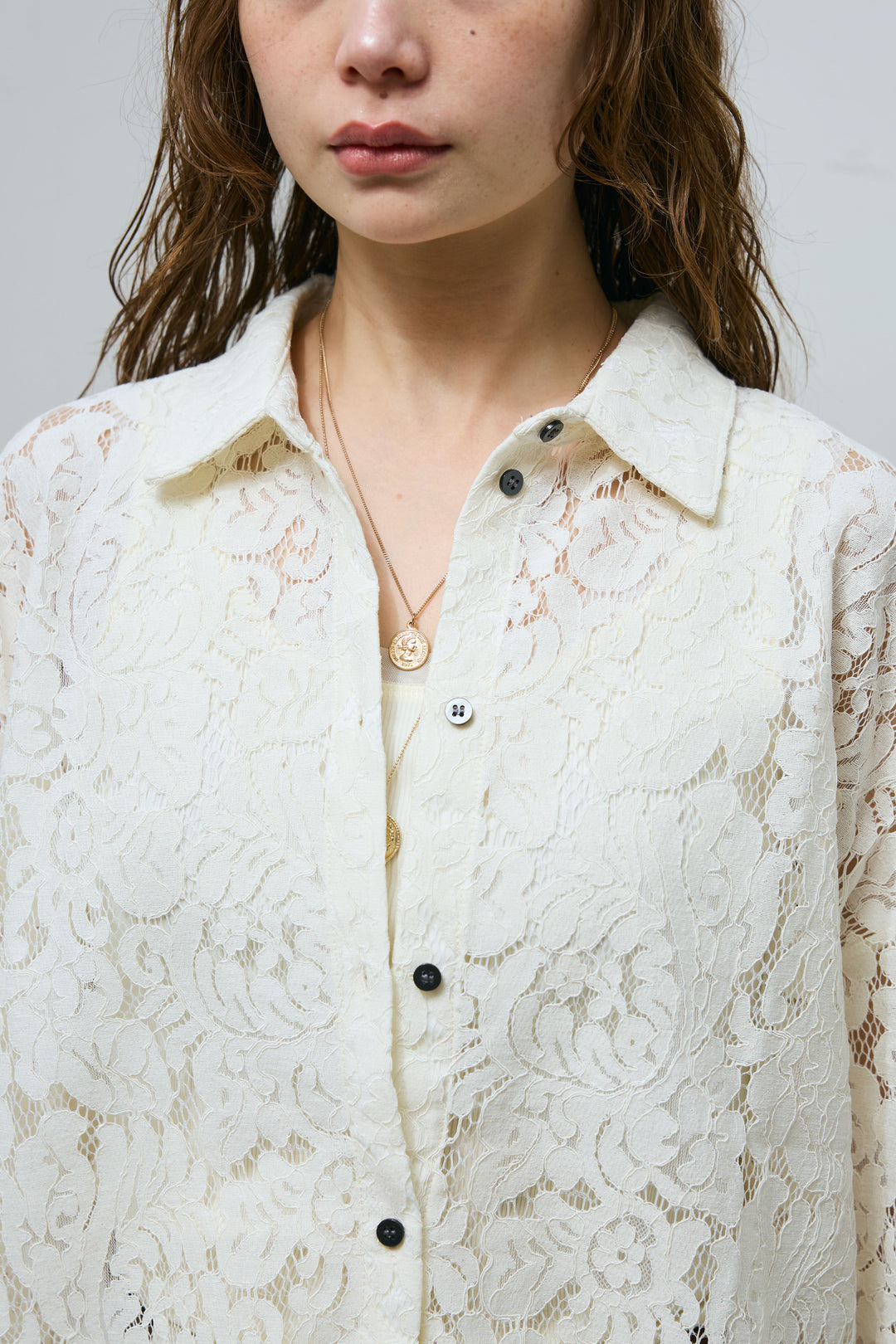 [予約]裾スカラップレースシャツ