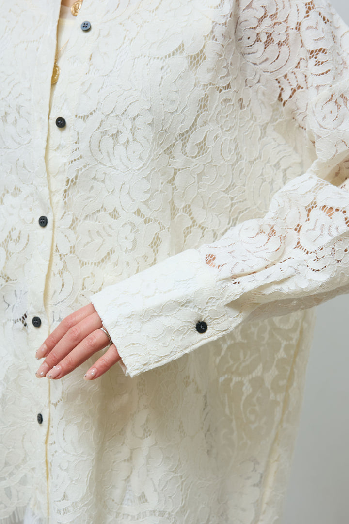 [予約]裾スカラップレースシャツ