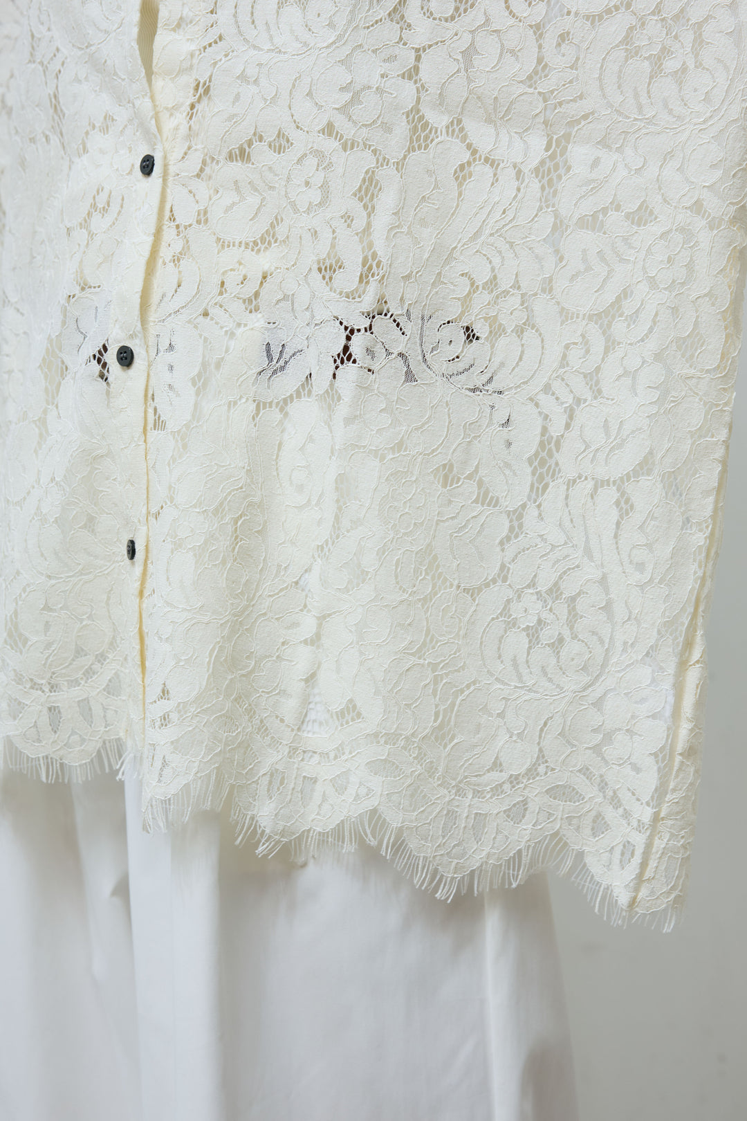 [予約/SET]裾スカラップレースシャツ+リブカットスカート(2set)