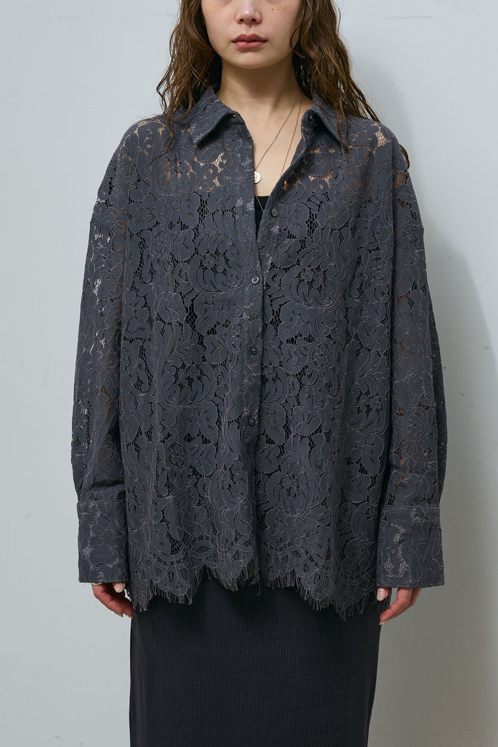 [予約]裾スカラップレースシャツ