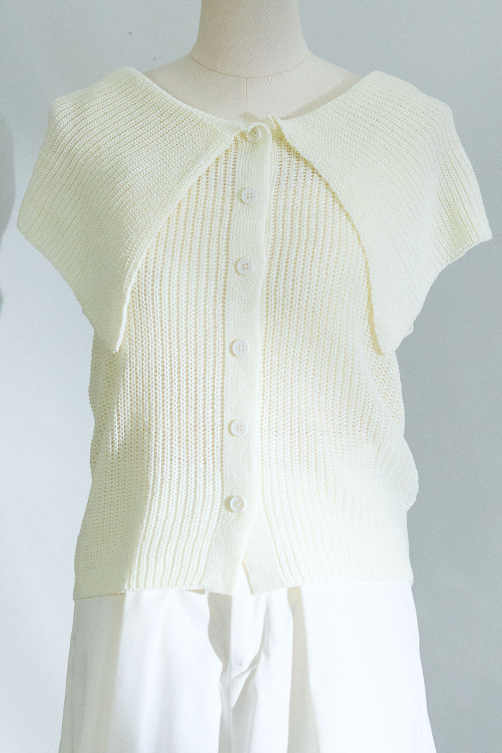 [予約/SET]ビッグカラーニットトップス+ハイウエストタックワイドパンツ(2set)