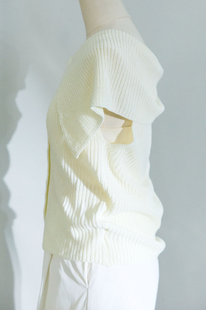 [予約/SET]ビッグカラーニットトップス+ハイウエストタックワイドパンツ(2set)