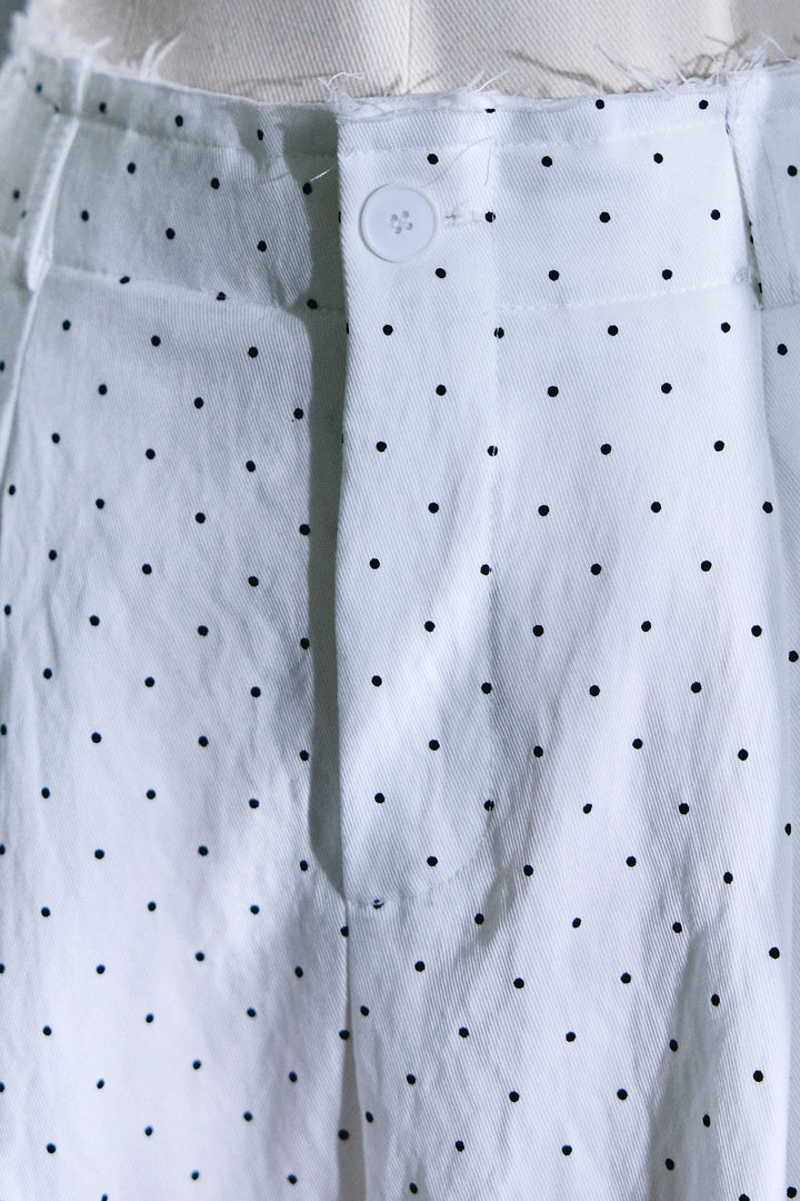 [予約/SET]布帛ドッキングニットPO+ドットワイドパンツ(2set)