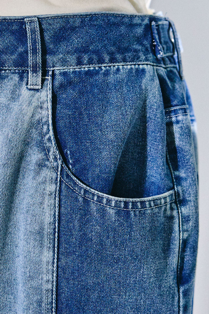 [予約/SET]シアー裏毛オフショルトップス+配色ワイドデニム(2set)