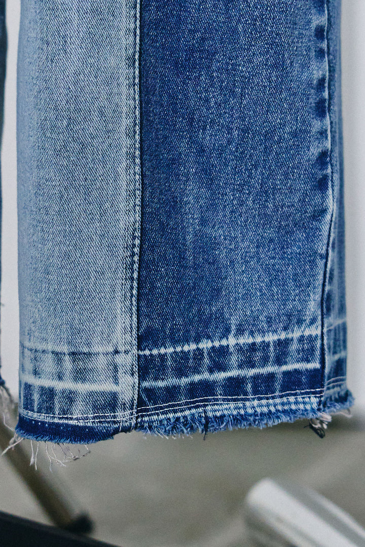 [予約/SET]シアー裏毛オフショルトップス+配色ワイドデニム(2set)