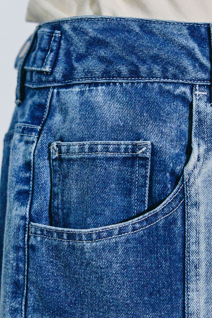 [予約/SET]シアー裏毛オフショルトップス+配色ワイドデニム(2set)