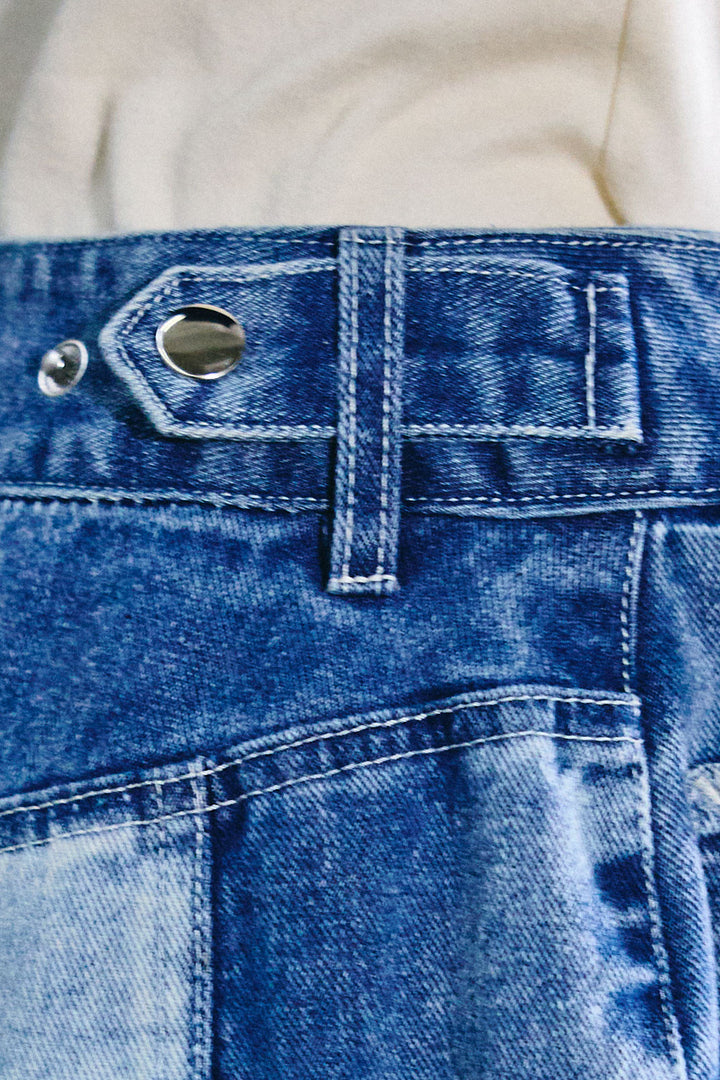 [予約/SET]シアー裏毛オフショルトップス+配色ワイドデニム(2set)