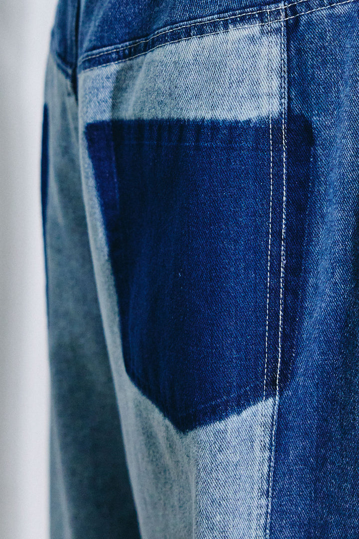 [予約/SET]シアー裏毛オフショルトップス+配色ワイドデニム(2set)