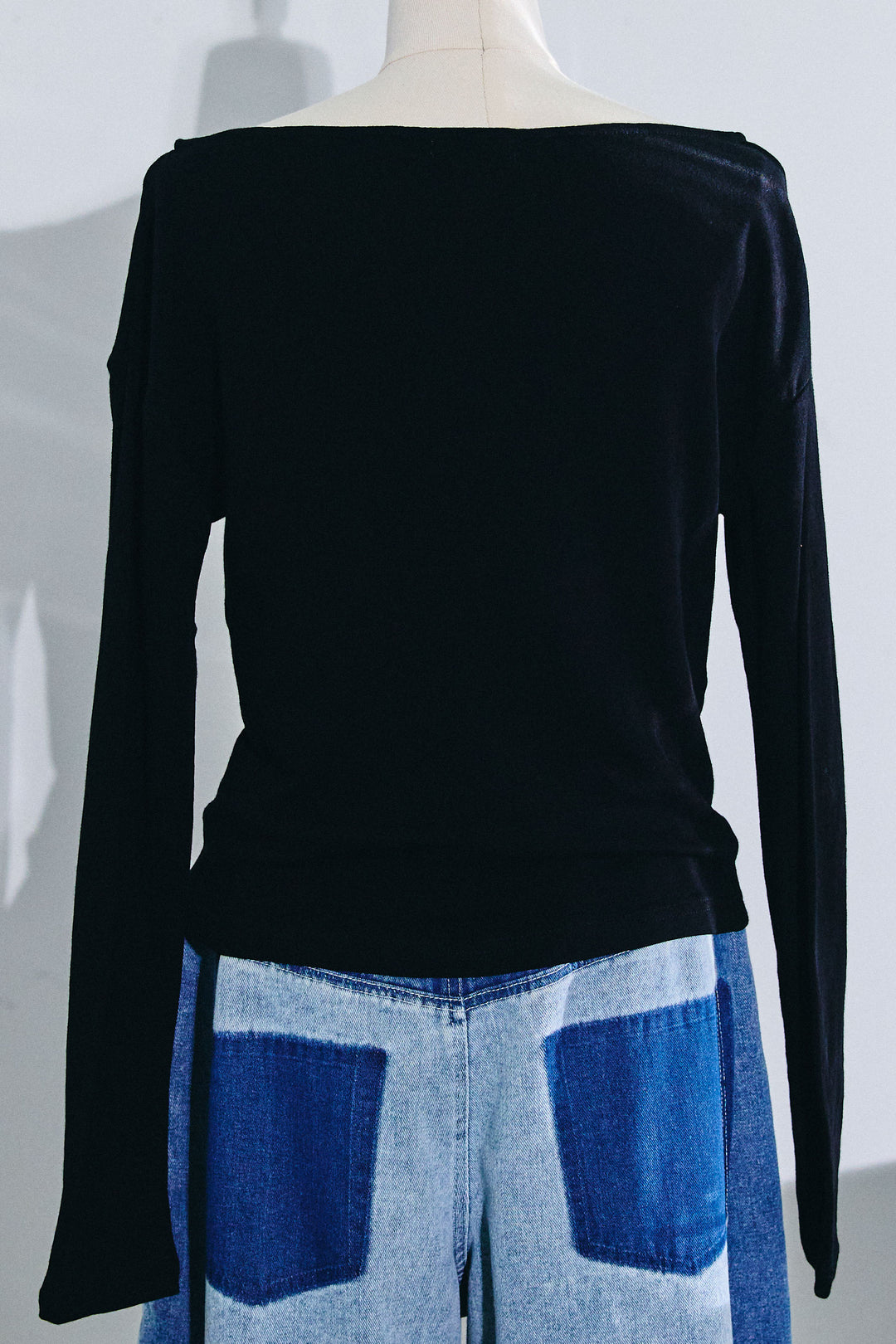 [予約/SET]シアー裏毛オフショルトップス+配色ワイドデニム(2set)