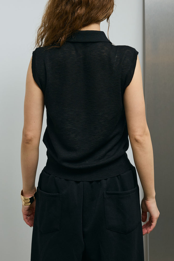 [予約/SET]ノースリーブポロニット+フルギャザーマキシスカート(2set)